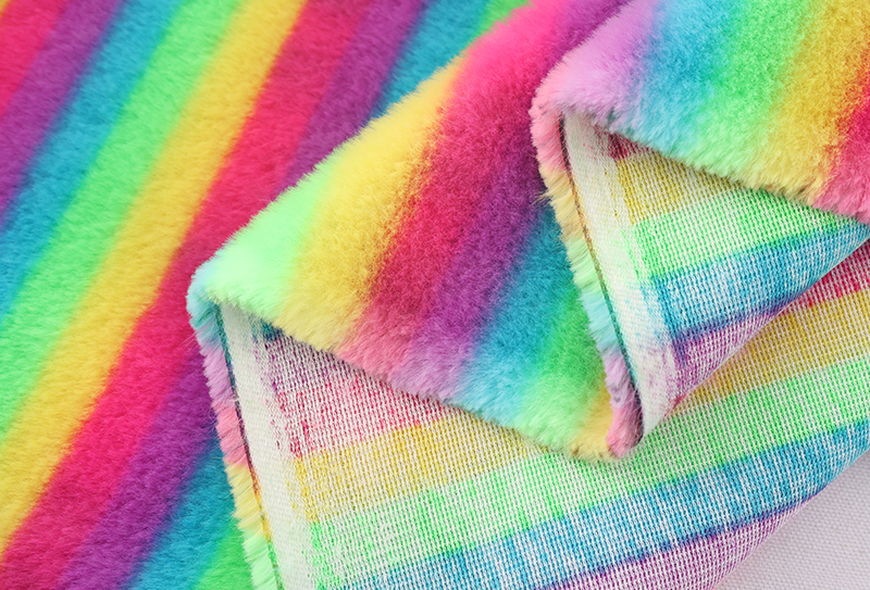 500mg 160cm 彩色条纹兔毛印花毛绒布料 500mg 160cm 彩色条纹兔毛印花毛绒布料